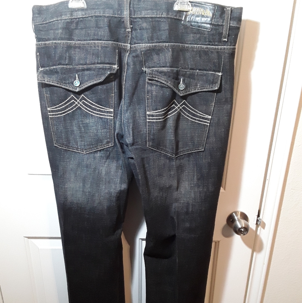 Attitude Denim Jeans Men's W38xL34 Blue 5-Pocket Straight Leg Cotton Blend